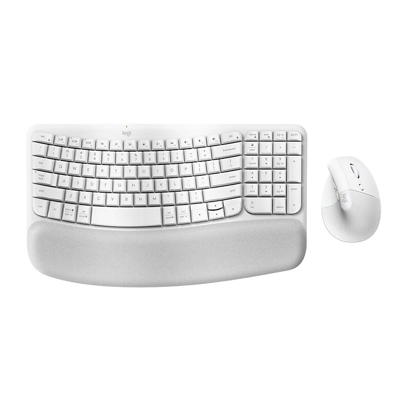 Logitech Wave Keys Wireless Ergonomic Keyboard and Optical Mouse Combo, Off‑White (920-013611) image 1