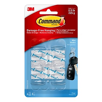Command™ Mini Hooks, Clear, 6 Hooks (17006CLR-ES)
