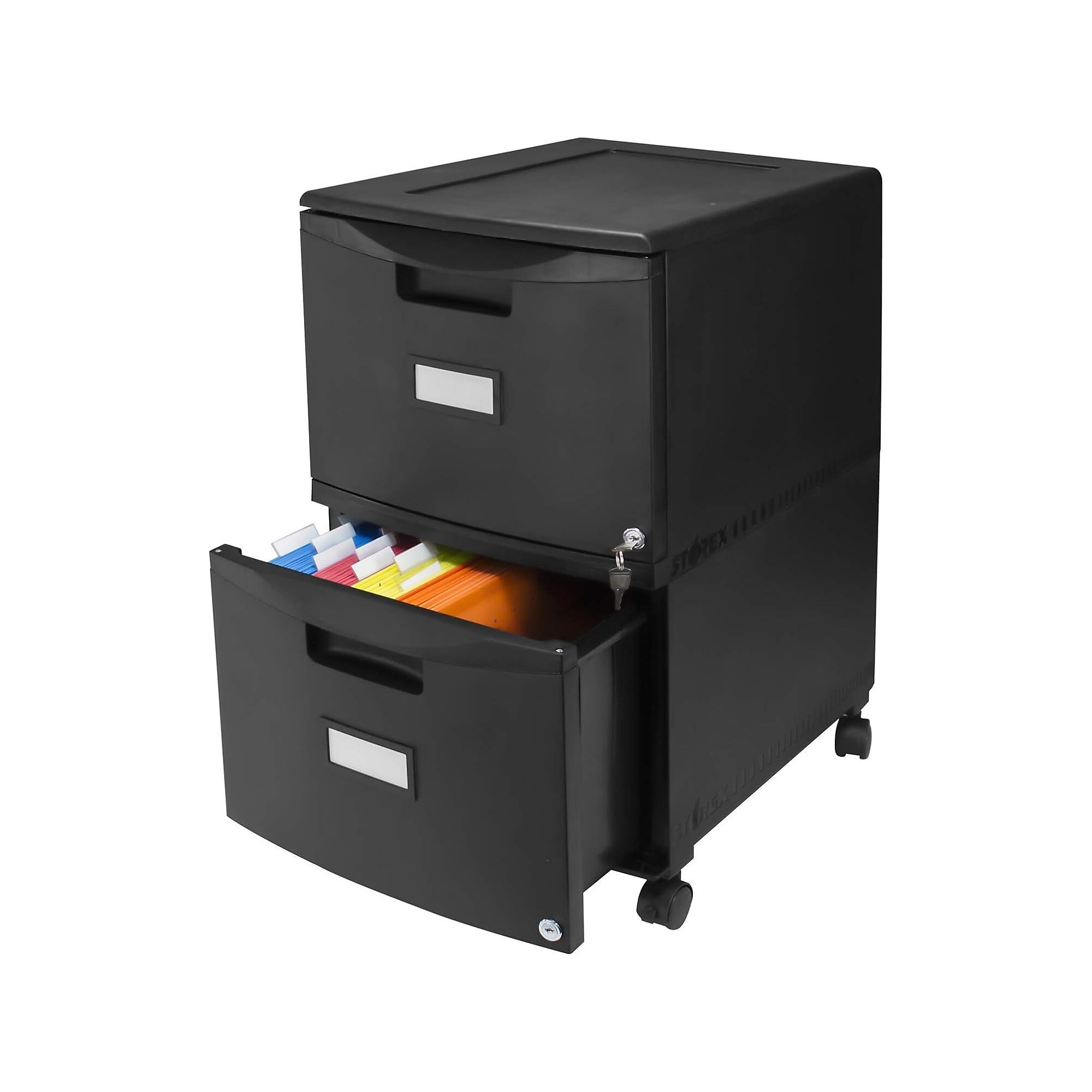 Storex 2-Drawer Mobile File Cabinet, Letter/Legal Size, Lockable, 26″H x 14.75″W x 18.25″D, Black (STX61312B01C) Sansujyuku sansujyuku.com