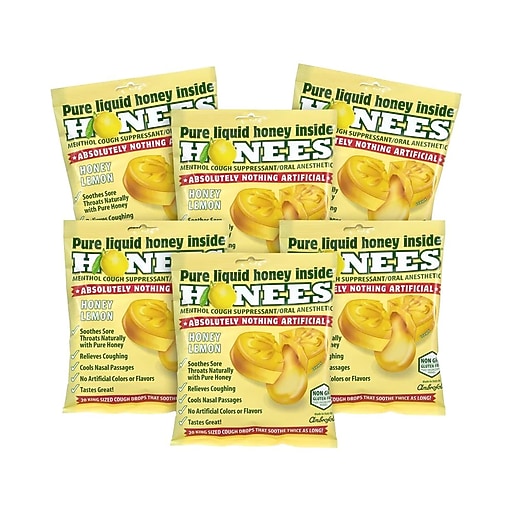 HONEES Cough Drops Honey Lemon, 20 Count, 6 Pack (404) Staples