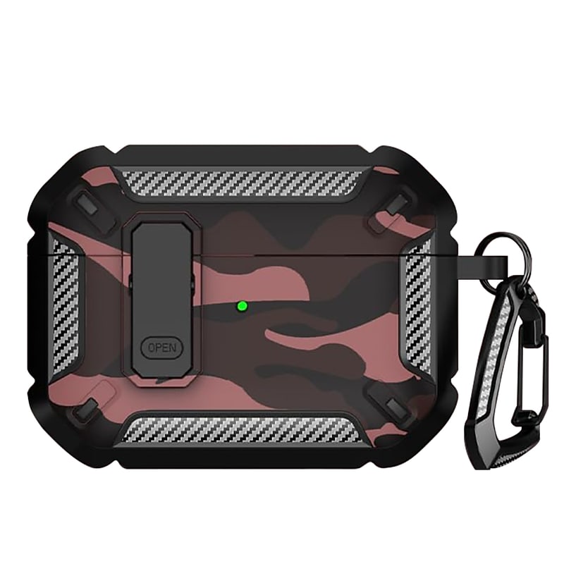 SaharaCase Raider Series Heavy Duty Secure Lock Case for Airpods Pro 3, Shock Absorbing Corners, Camo Red (HP00225) image 1