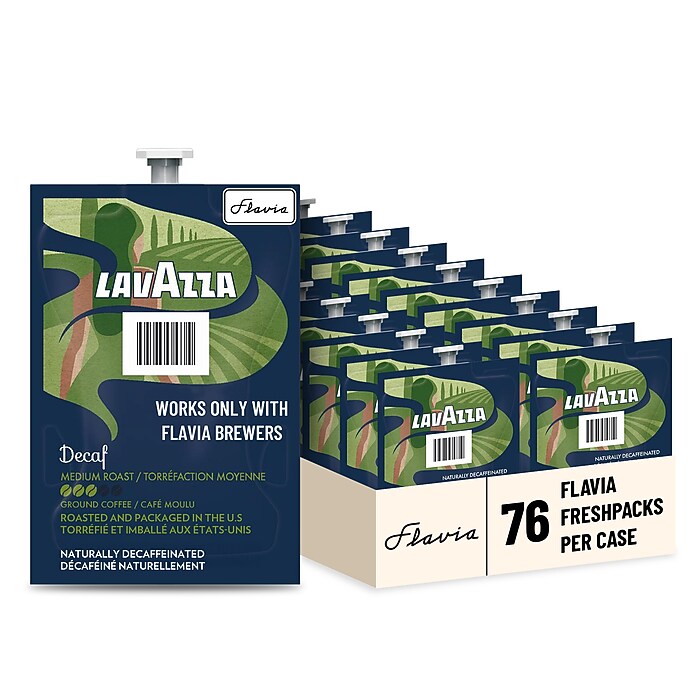 Lavazza Decaf Coffee Flavia Freshpacks, Medium Roast, 76/Carton