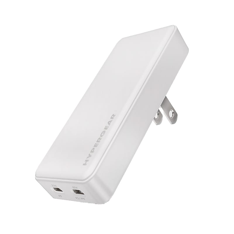 HyperGear SpeedBoost 65W Dual-USB-C Slim GaN Laptop Charger, White (16131) image 1