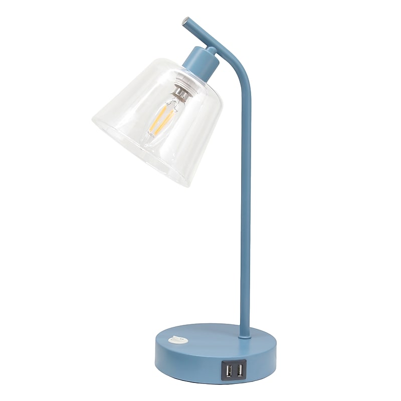 Simple Designs Sleek Essentials LED Desk Lamp, 15.75", with USB Ports, Blue (LD1074-BLU) image 1