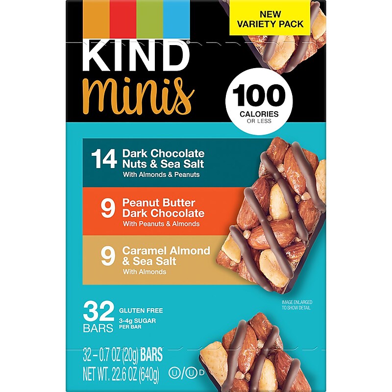 KIND Minis Gluten Free Nut Bar Variety Pack, 32 Bars/Box (220-00799) image 1