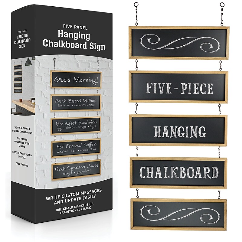 Excello Global Products Hanging Chalkboard, 2.7' x 1.3' (EGP-HD-0289-S) image 1