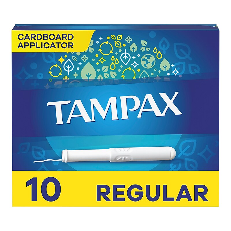 Tampax Cardboard Applicator Tampons, Regular, Unscented, 10/Box (1702131) image 1