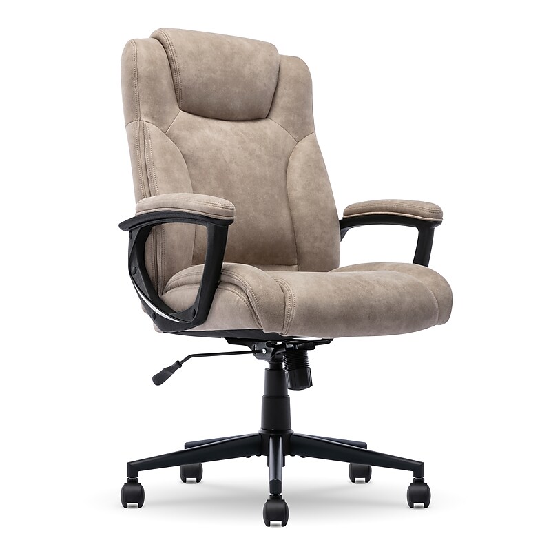 Serta Comfort Eco Ergonomic Velvet Fabric Swivel Executive Chair, Light Brown (CCHR10006C) image 1