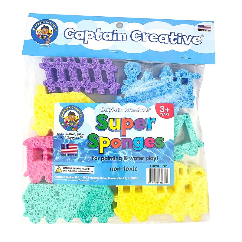 Captain Creative Super Sponges Train Pack, 7/Pack (APISS18018) image 1