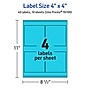 Avery Laser/Inkjet Multipurpose Square Labels, 4" x 4", Bright Blue, 40/Pack (94100)~#|#~6AA8A672-0BF2-4728-89C0879E64FF4F3F_sc7