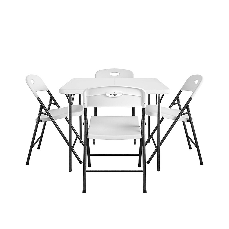 Cosco 36" Square Folding Table and Chairs, White, 5/Carton (37583WSP1E) image 1