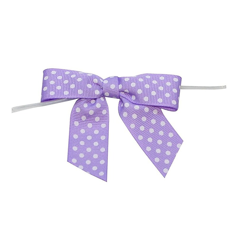 JAM Paper Grosgrain Bows, Orchid with White Polka Dots, 100/Pack (52640349350) image 1