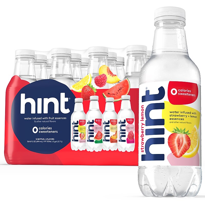 Hint Red Variety Pack Purified Water, 16 oz., 12 Bottles/Carton (00226) image 1