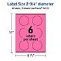 Avery Laser/Inkjet Round Multipurpose Labels, 2.75" Dia., Bright Pink, 60/Pack (94512)~#|#~6AB0E1CE-2E2B-4DA0-BA033B7629CDDEE9_sc7