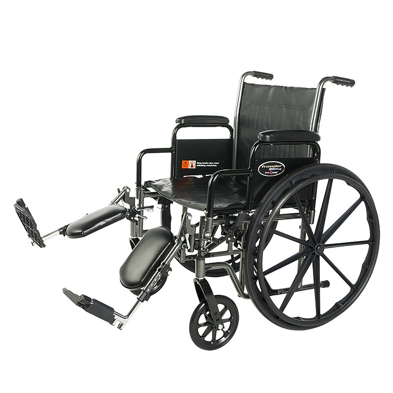 Everest & Jennings Traveler SE Plus Wheelchair, 18", x 16", Fixed Full Arm, Elevating Legrest (3E050110) image 1
