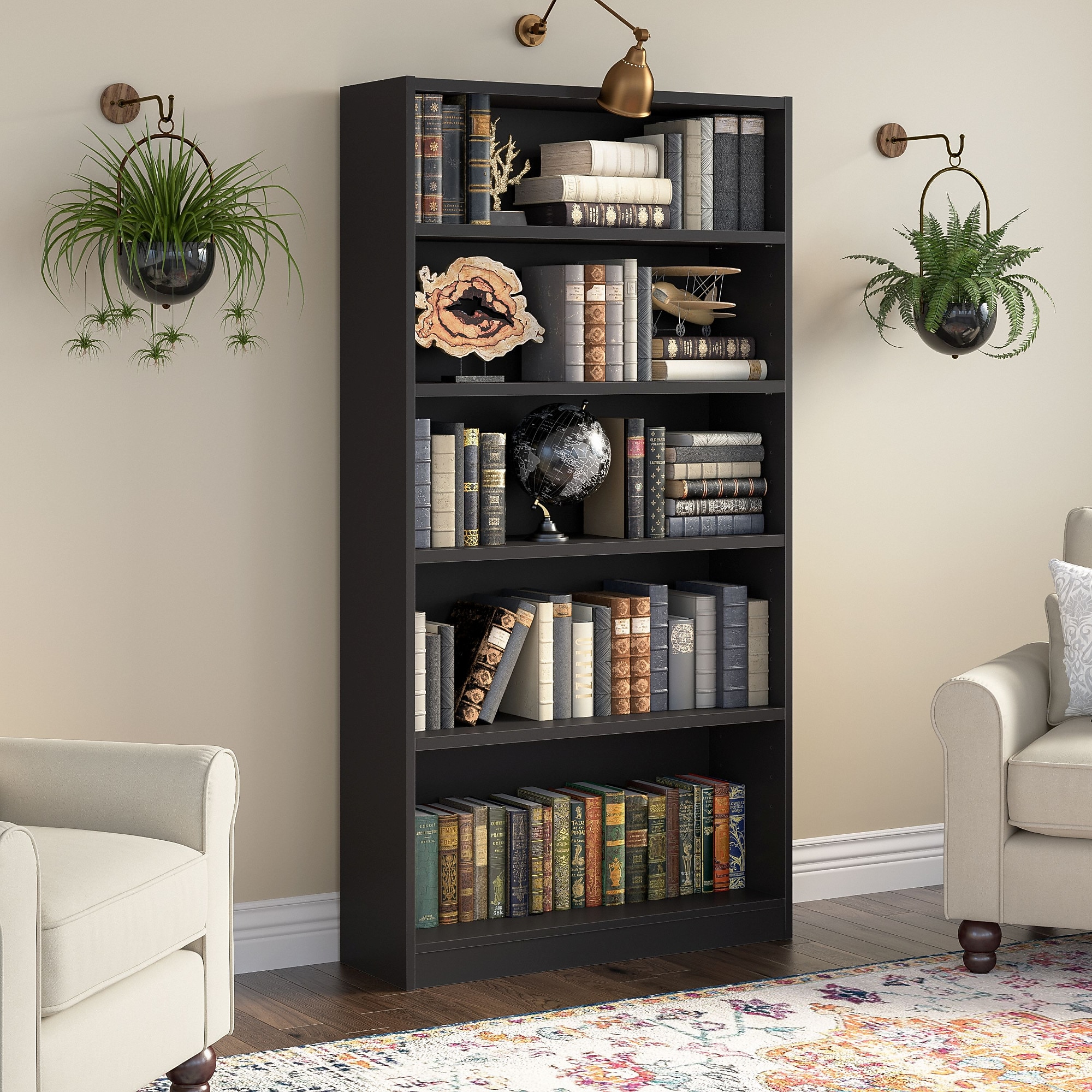 Bush Furniture Universal 72″H 5-Shelf Bookcase with Adjustable Shelves, Black (WL12436) Sansujyuku sansujyuku.com