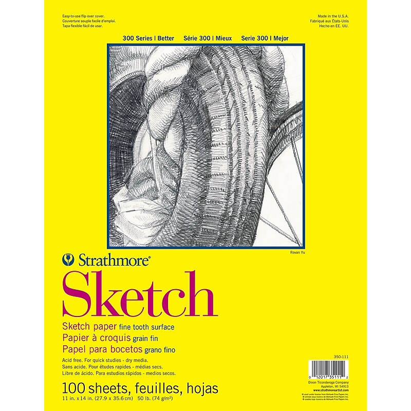 Strathmore 300 Series 11" x 14" Glue Bound Sketch Pad, 100 Sheets/Book, 2/Bundle (STT3501111-2) image 1