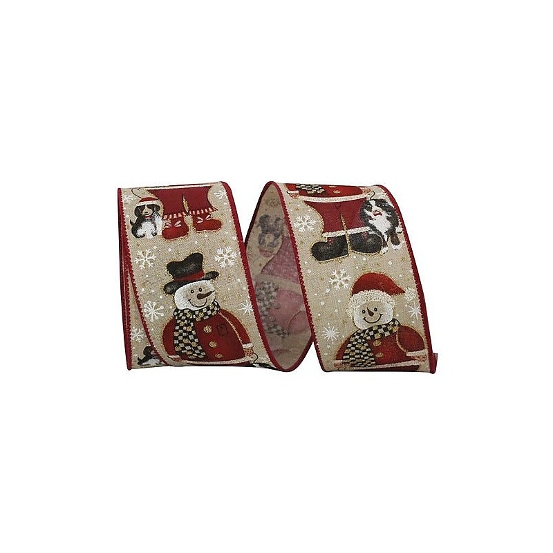 JAM Paper Ribbon, Snowman Santa With a Dog- Red Edge (52640348391) image 1