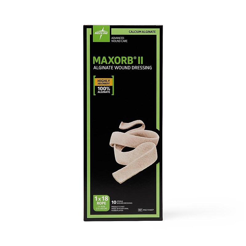 Medline Maxorb II Rope Alginate Dressings, 1" x 18", 10/Box (MSC7318EPZ) image 1