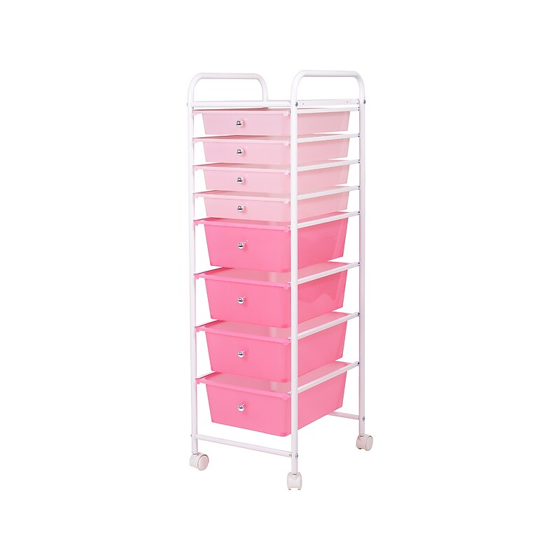 Humble Crew Essentials 8-Drawer Metal/Plastic Mobile Cart, Pink (UT76719) image 1