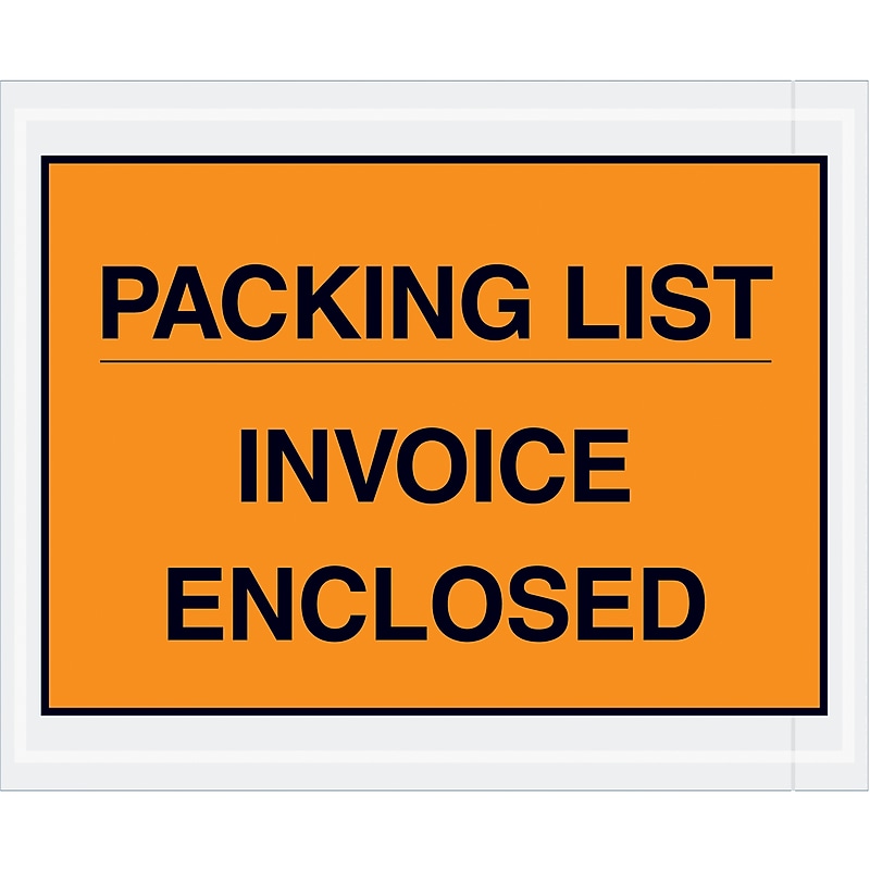 "Packing list/invoice enclosed" Packing List Envelope , 5.5" x 4.5", Orange 1000/Carton (PL417) image 1