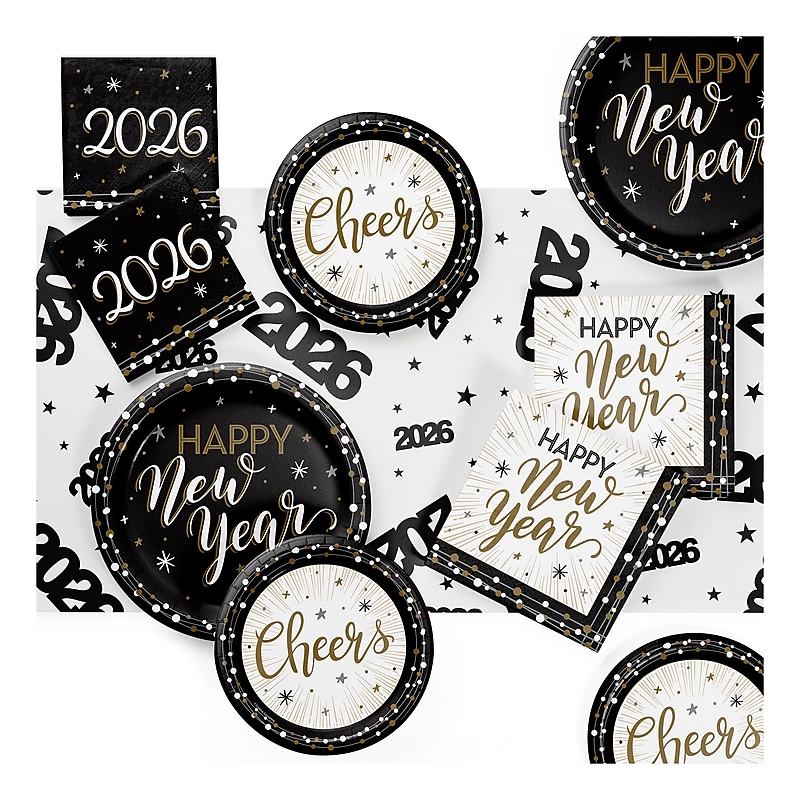Say Hooray! New Year's Shimmer Tableware Kit, Multicolored, 49/Pack (DTC9037E2A) image 1
