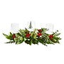 Nearly Natural Artificial Holiday Winter Greenery and Berries Triple Candle Holder Christmas Table Arrangement, 20" (A1866)~#|#~6AE8A1E2-01DB-48C2-AE3E877593B9074F_sc7
