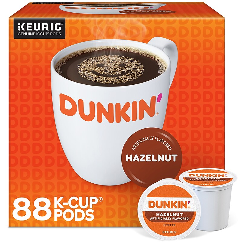 Dunkin' Hazelnut Coffee, Keurig® K-Cup® Pods, Medium Roast, 88/Carton (400848) image 1