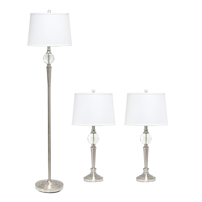 Lalia Home Classix 63"/29" Brushed Nickel Three-Piece Floor/Table Lamp Set with Tapered Shades (LHS-1000-BN) image 1