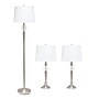 Lalia Home Classix 63"/29" Brushed Nickel Three-Piece Floor/Table Lamp Set with Tapered Shades (LHS-1000-BN)~#|#~6AFDA522-6C70-4C65-A6483290C4332387_sc7