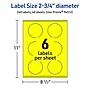 Avery Laser/Inkjet Round Multipurpose Labels, 2.75" Dia., Neon Yellow, 240/Pack (94512)~#|#~6AFEAEA9-DB63-4EDC-BA2EF6AE1070C1A2_sc7