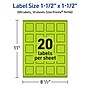 Avery Laser/Inkjet Multipurpose Square Labels, 1.5" x 1.5", Bright Green, 200/Pack (94106)~#|#~6B05E0E8-4977-4FF4-95EBC3381CC41DD7_sc7