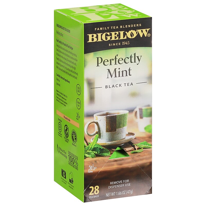 Bigelow Perfectly Mint Black Tea, 28 Tea Bags/Box (RCB003441) image 1