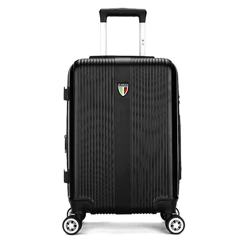 TUCCI TESORO 3-Piece Hardside Spinner Carry-On Luggage Set, TSA Checkpoint Friendly, Black (T0731-20in-BLK) image 1