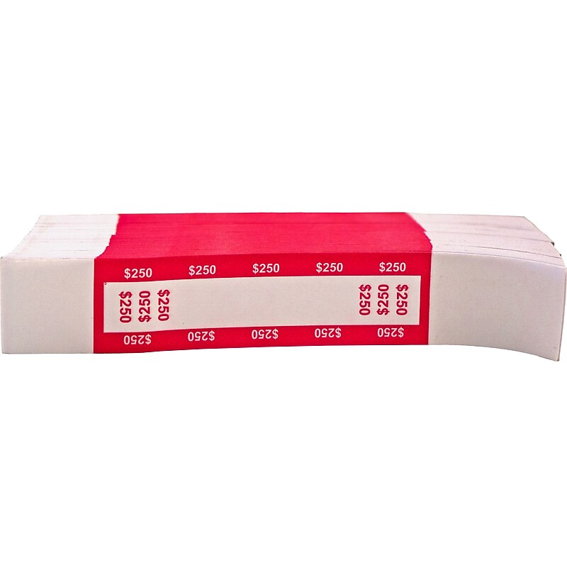 CONTROLTEK $250 Currency Strap, White/Pink, 1000/Pack (560018) image 1