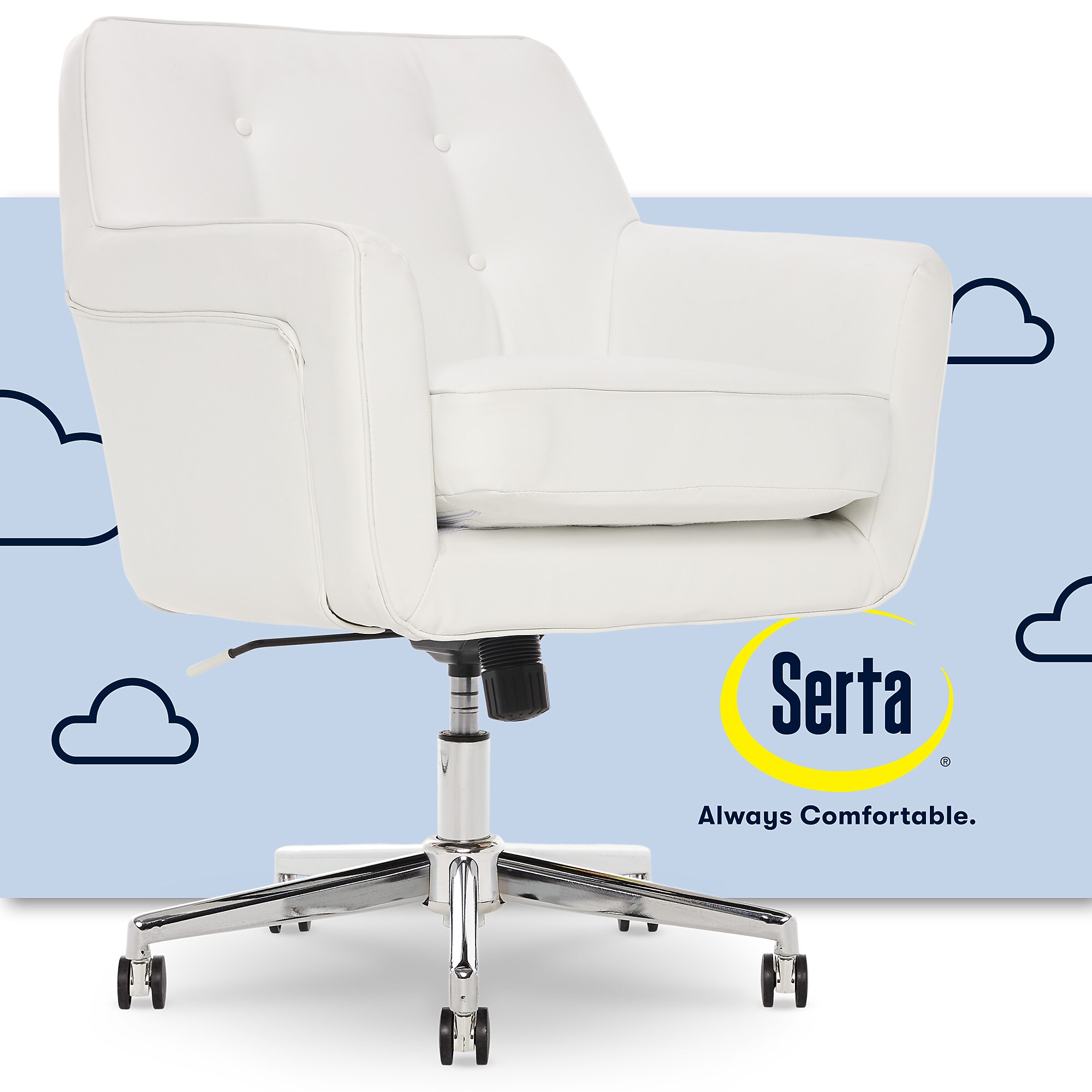 Serta Style Ashland Bonded Leather Swivel Computer and Desk Chair, White (47140E) Sansujyuku sansujyuku.com