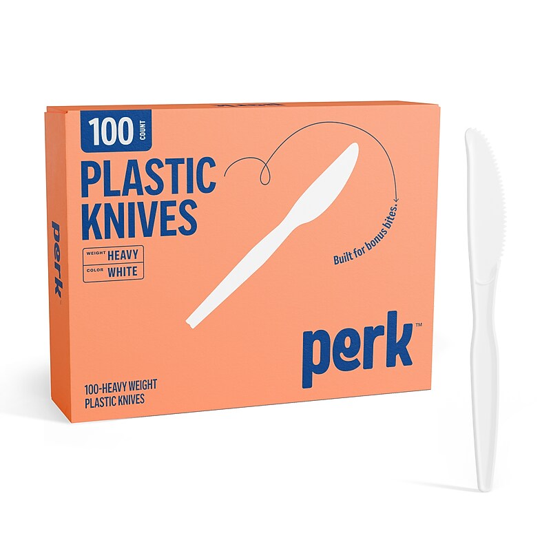 Perk™ Polystyrene Knife, Heavy-Weight, White, 100/Pack (PK56403) image 1