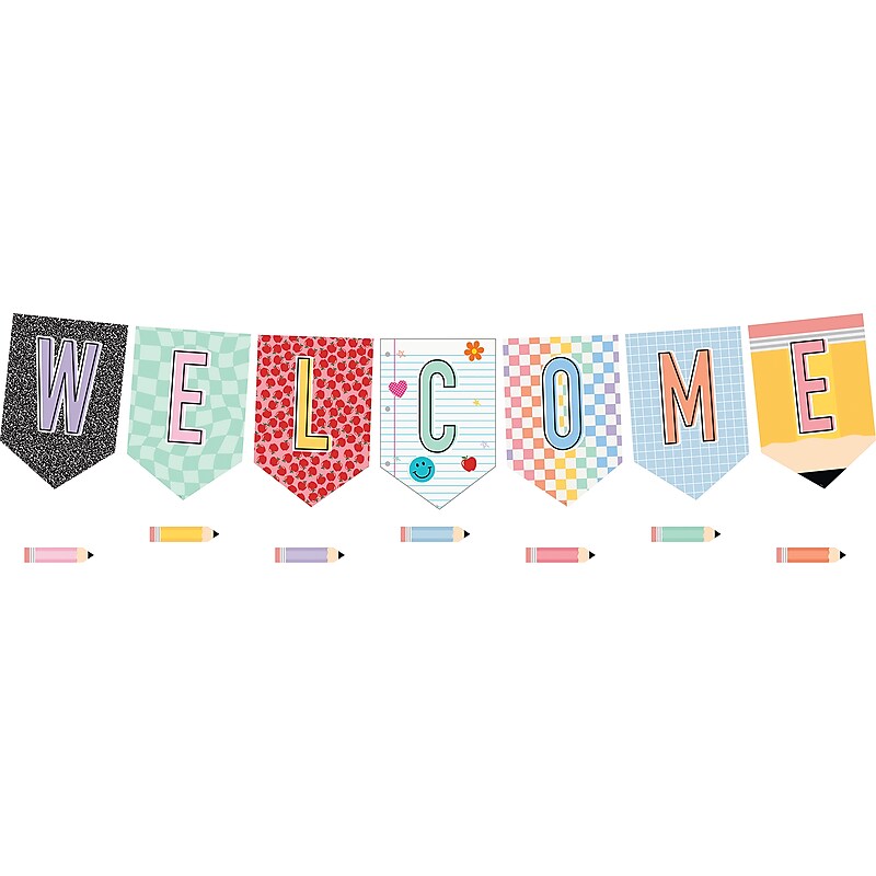 Teacher Created Resources Cool for School Pennants Welcome Bulletin Board Set, 50/Set (TCR9301) image 1