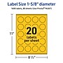 Avery Round Laser/Inkjet Multipurpose Labels, 1-5/8" Dia, Bright Yellow (1600/Box)~#|#~6B3E35EE-997A-4940-B8E670E0D7FCDB55_sc7