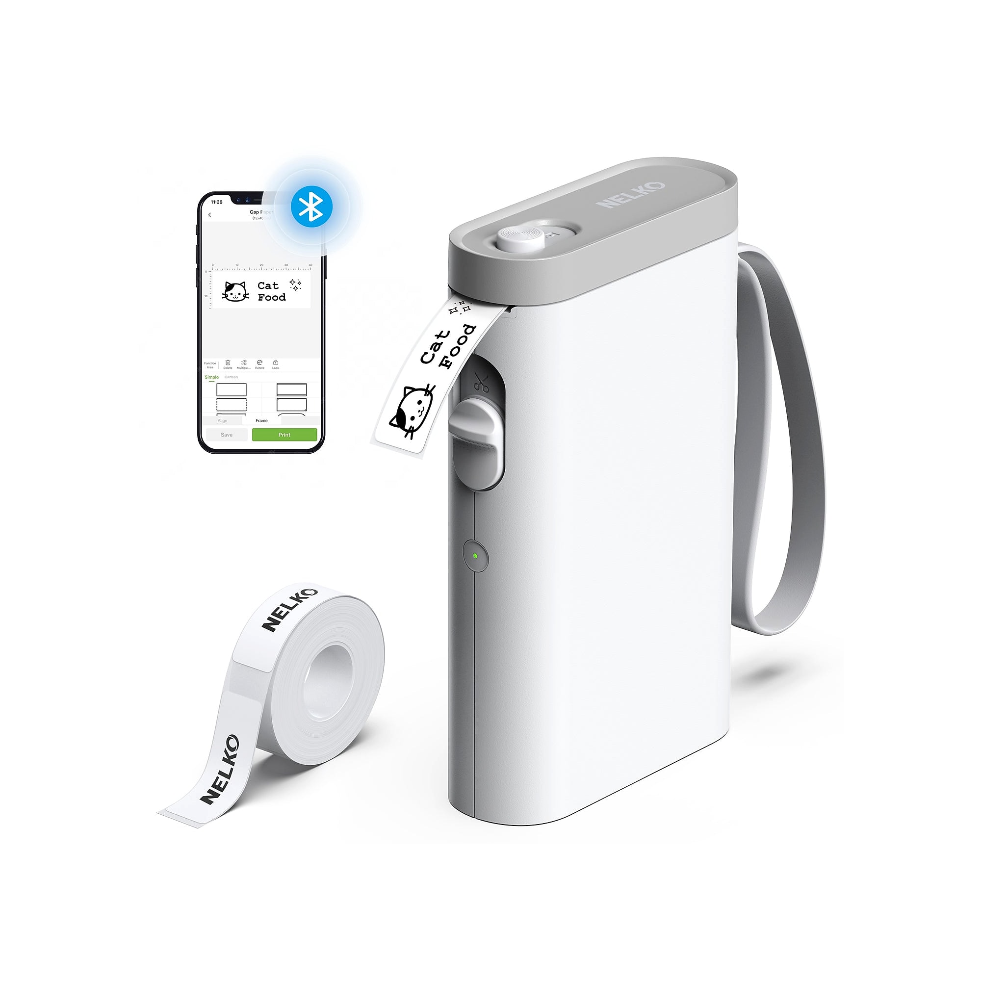 Nelko P21 Portable Bluetooth Thermal Label Printer, White (P21WH-1440WH-1R) Sansujyuku sansujyuku.com
