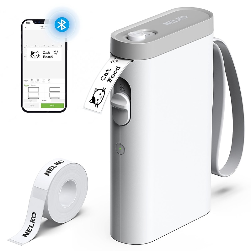 Nelko P21 Portable Bluetooth Thermal Label Printer, White (P21WH-1440WH-1R) image 1