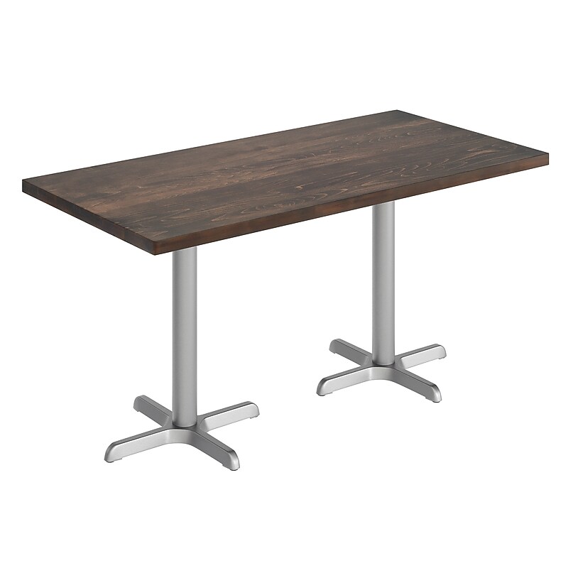 Flash Furniture Bennett Wooden Commercial Indoor Table, 60" x 30", Dark Brown Top/Silver Base (GSF3060DBT2222S) image 1