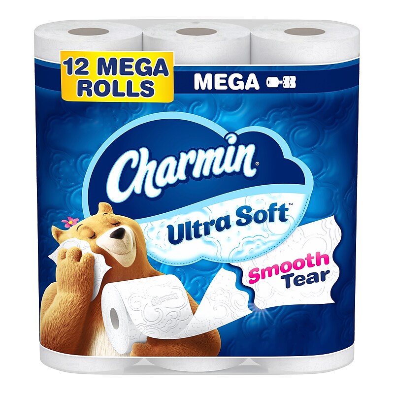 Charmin Ultra Soft Mega Toilet Paper, 2-ply, White, 224 Sheets/Roll, 12 Rolls/Case (88135) image 1