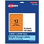 Avery Heart Shaped Multipurpose Labels, 2-9/32" x 1-27/32", Bright Orange, 120/Pack (94603)~#|#~6B50A81D-FF98-454F-80665E506C65EAEA_sc7
