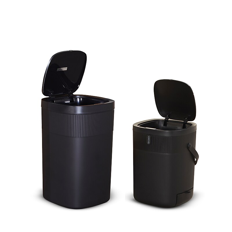 Nine Stars Plastic Motion Sensor Trash Can, 13.2 Gallon, Black, 2/Pack (CB50-36/12-36BK) image 1