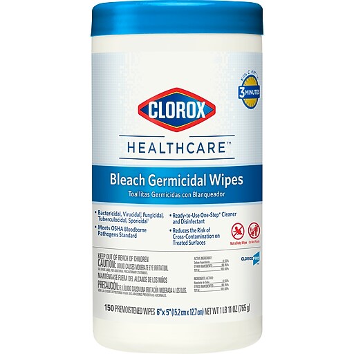 Clorox Healthcare Disinfecting Wipes, 150 Wipes/Canister (30577) Staples