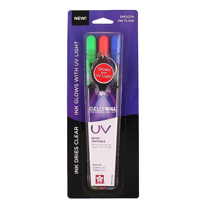 Sakura UV Gel Pens, Assorted Color Ink, 3/Set, 3/Bundle (SAK50809