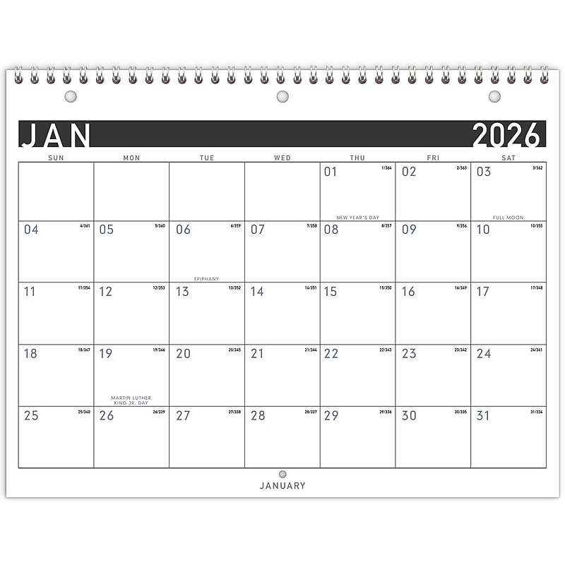 2026 AT-A-GLANCE Contemporary 11" x 8.5" Monthly Wall Calendar, White/Black (PM170X-28-26) image 1