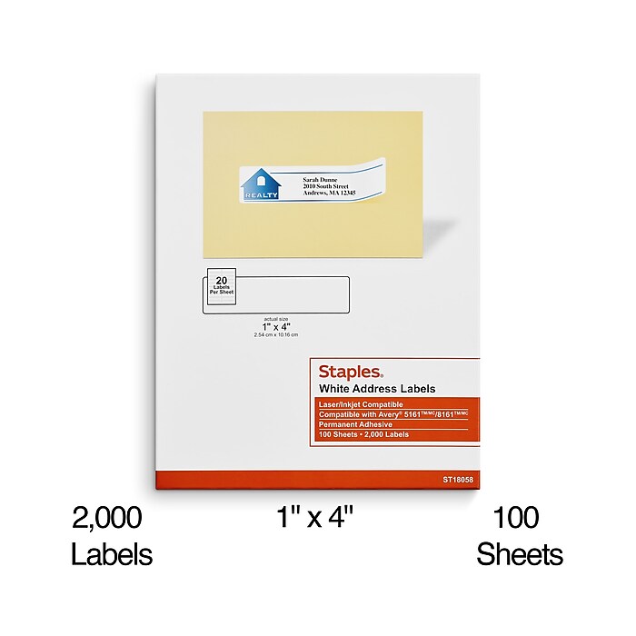 Staples Laser/Inkjet Address Labels, 1