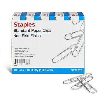 Staples® Paper Clips, Nonskid, 1,000/Pack (A7026599A)